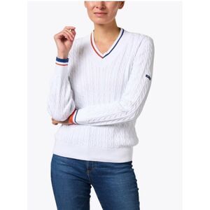NWT Saint James Aleria White Cotton Cable Knit Sweater Size 14